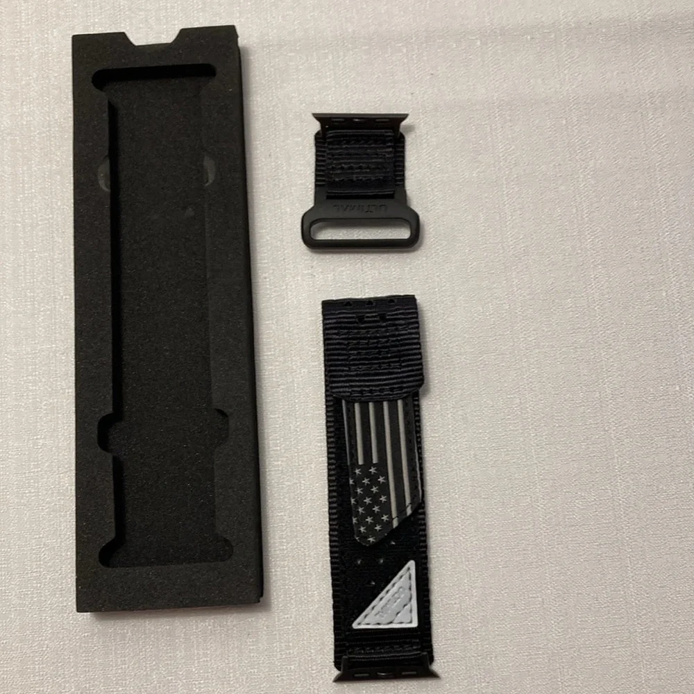 Ultimal Apple Watch Band Nylon Tactical Flag Black‎ Breathable Sports Ultra Deep